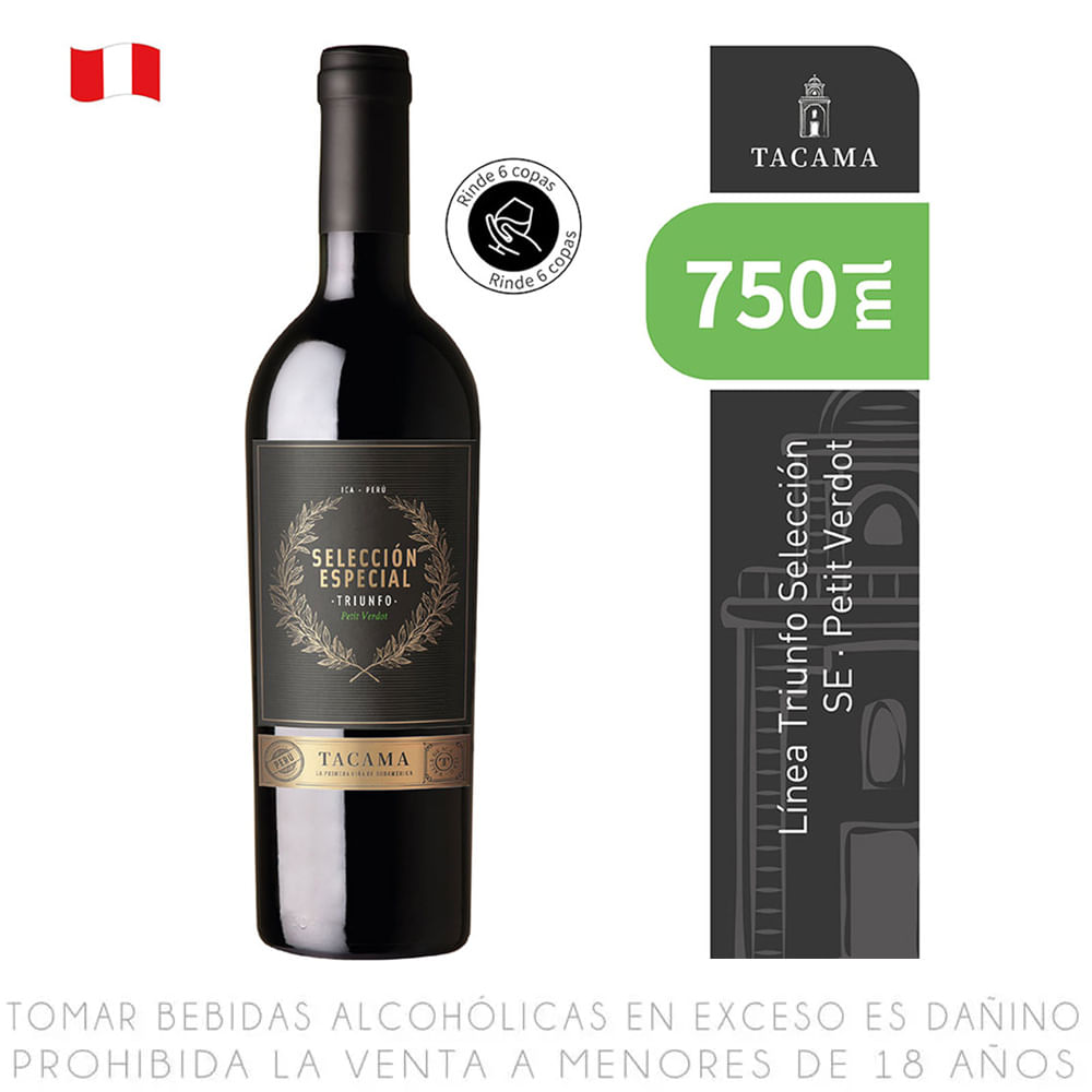 Vino Tinto Petit Verdot Tacama Selección Especial Triunfo Botella 750ml