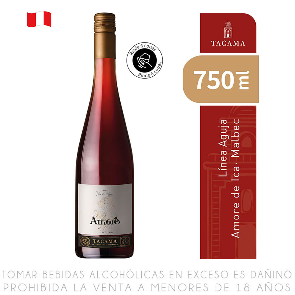 Vino de Aguja Rosé Malbec Tacama Amore de Ica Botella 750ml