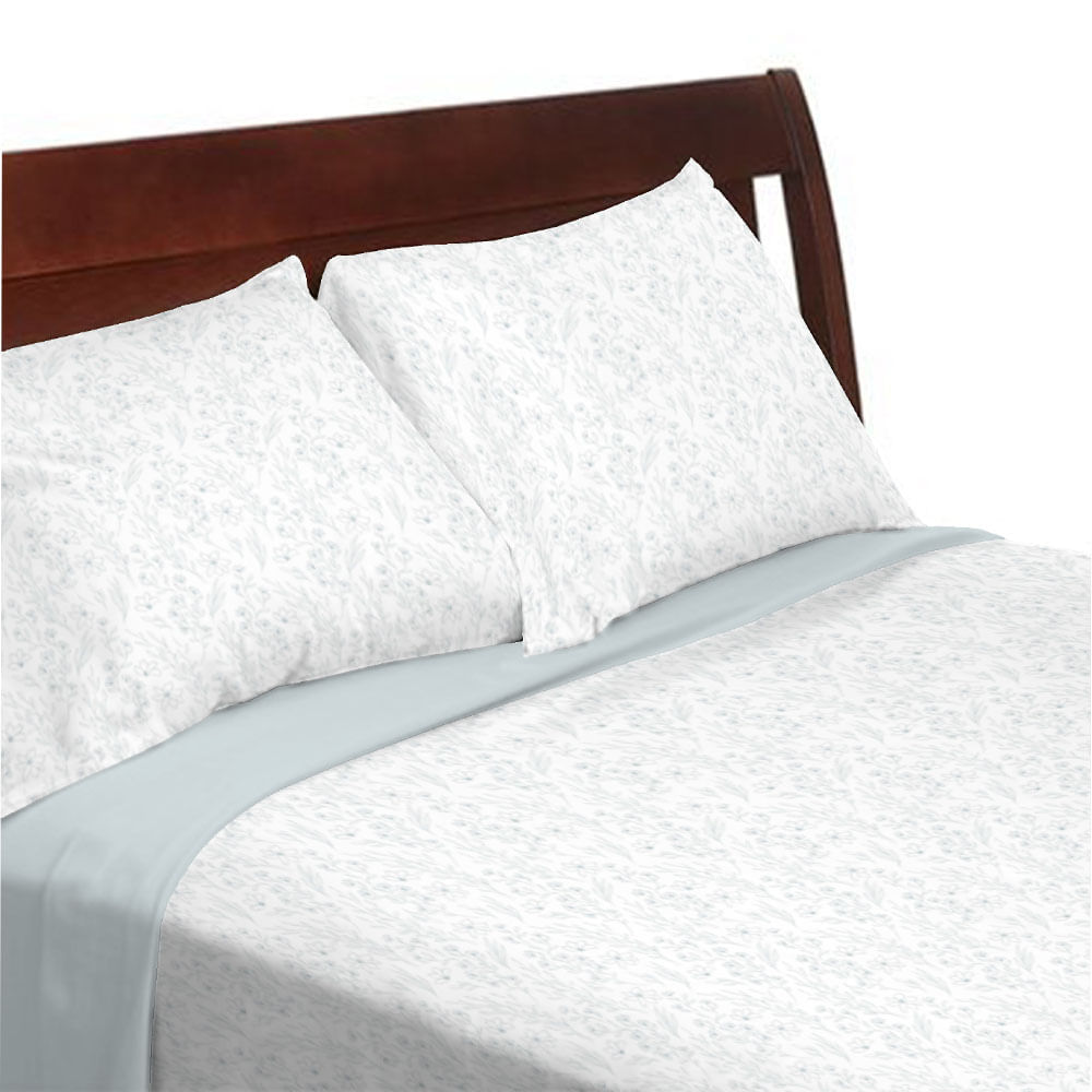 Sabana Krea Estampada King Plaza 180H Poliéster Flor