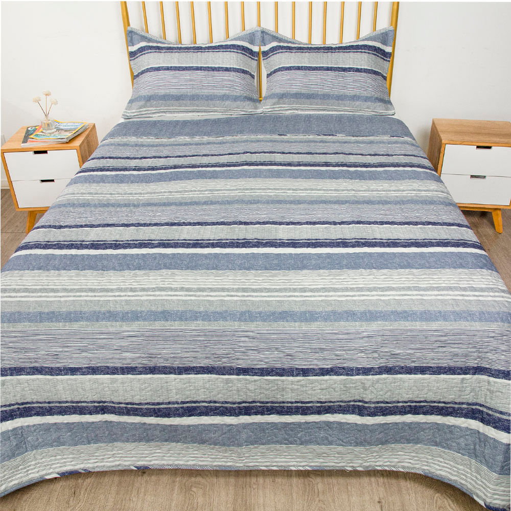 Quilt Krea Estampada Queen Plaza Rayas