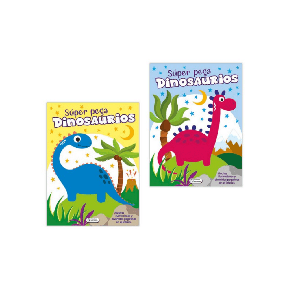 Libro Coleccion Super Pega Dinosaurios 2 Titulos