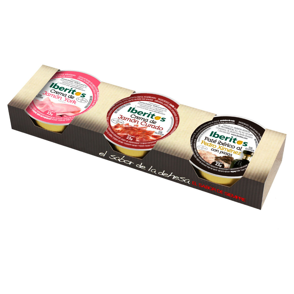 Pack Iberitos 23g: Jamón York + Jamón Curado + Paté Ibérico