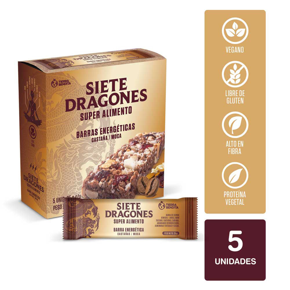 Barras Energéticas Siete Dragones Castaña y Moca 5un