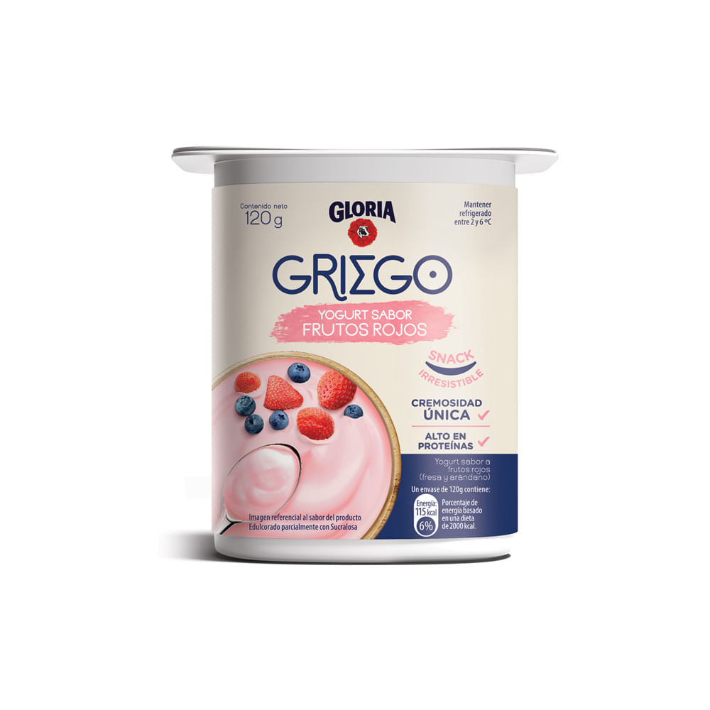 Yogurt Gloria Griego Sabor Frutos Rojos 120g