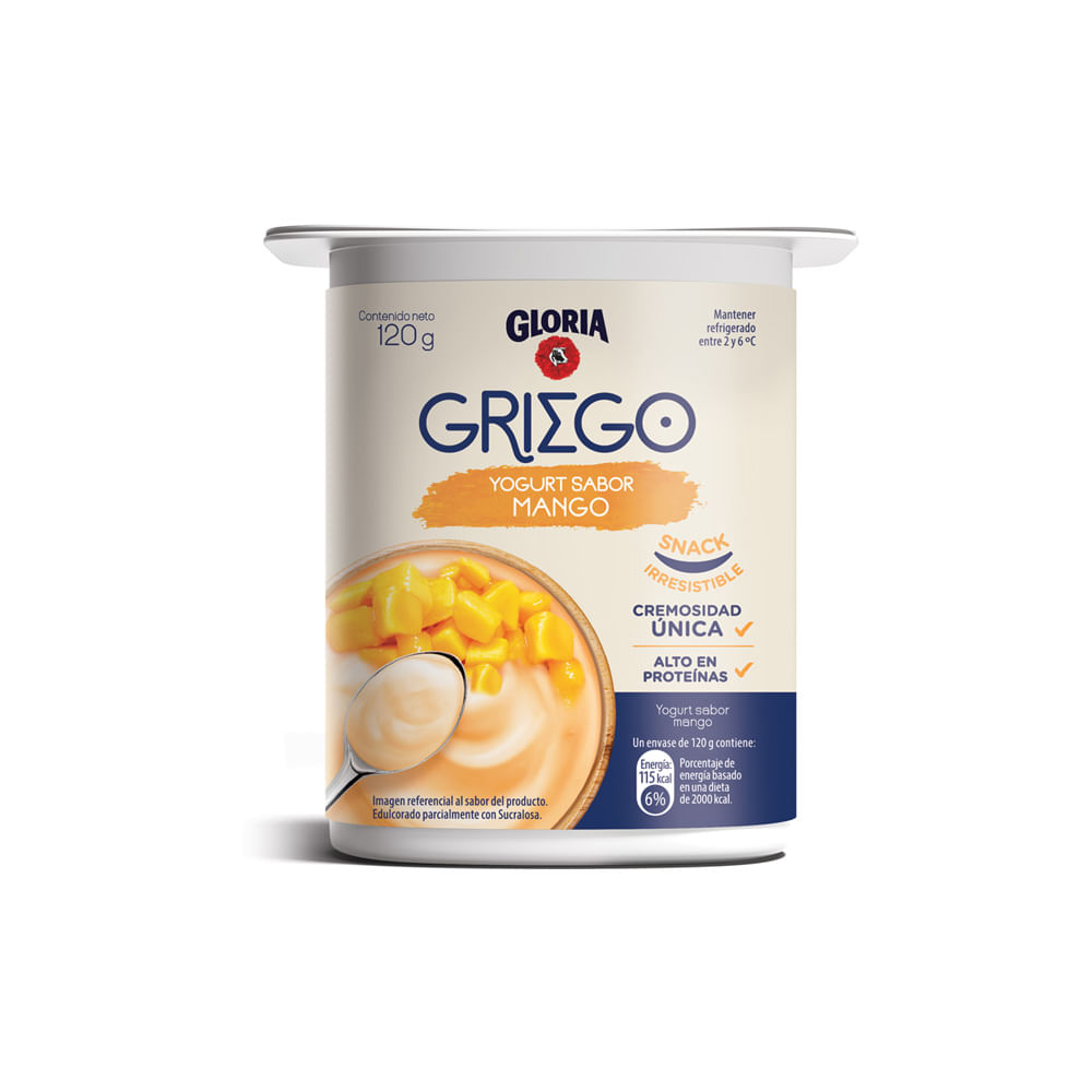 Yogurt Gloria Griego Sabor Mango 120g