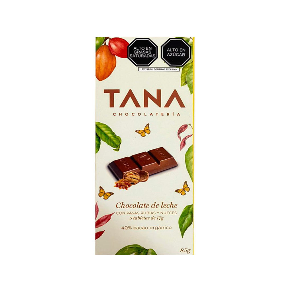 Chocolate de Leche con Pasas y Nueces Tana 40% Cacao 85g