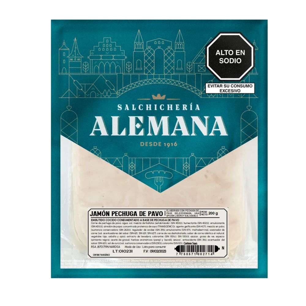 Jamón de Pechuga de Pavo Salchichería Alemana 200g