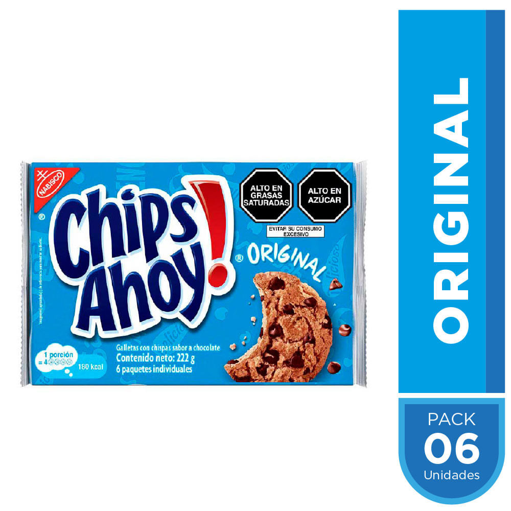 Sixpack Galletas Chips Ahoy Original 222g