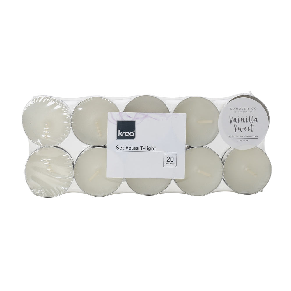 Set 20 Velas Krea T-Light Taupe