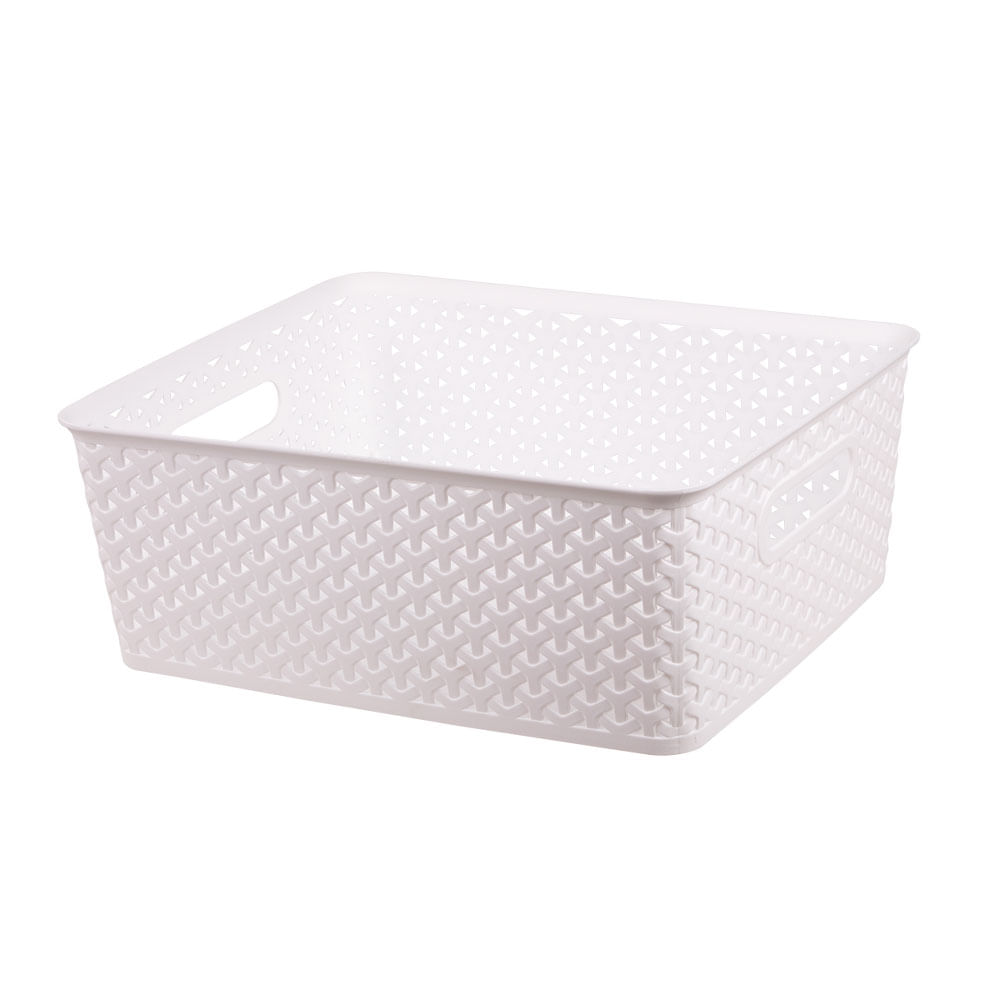 Canasto Krea Símil Rattan Blanco 36.5x30.5x1cm Surtido