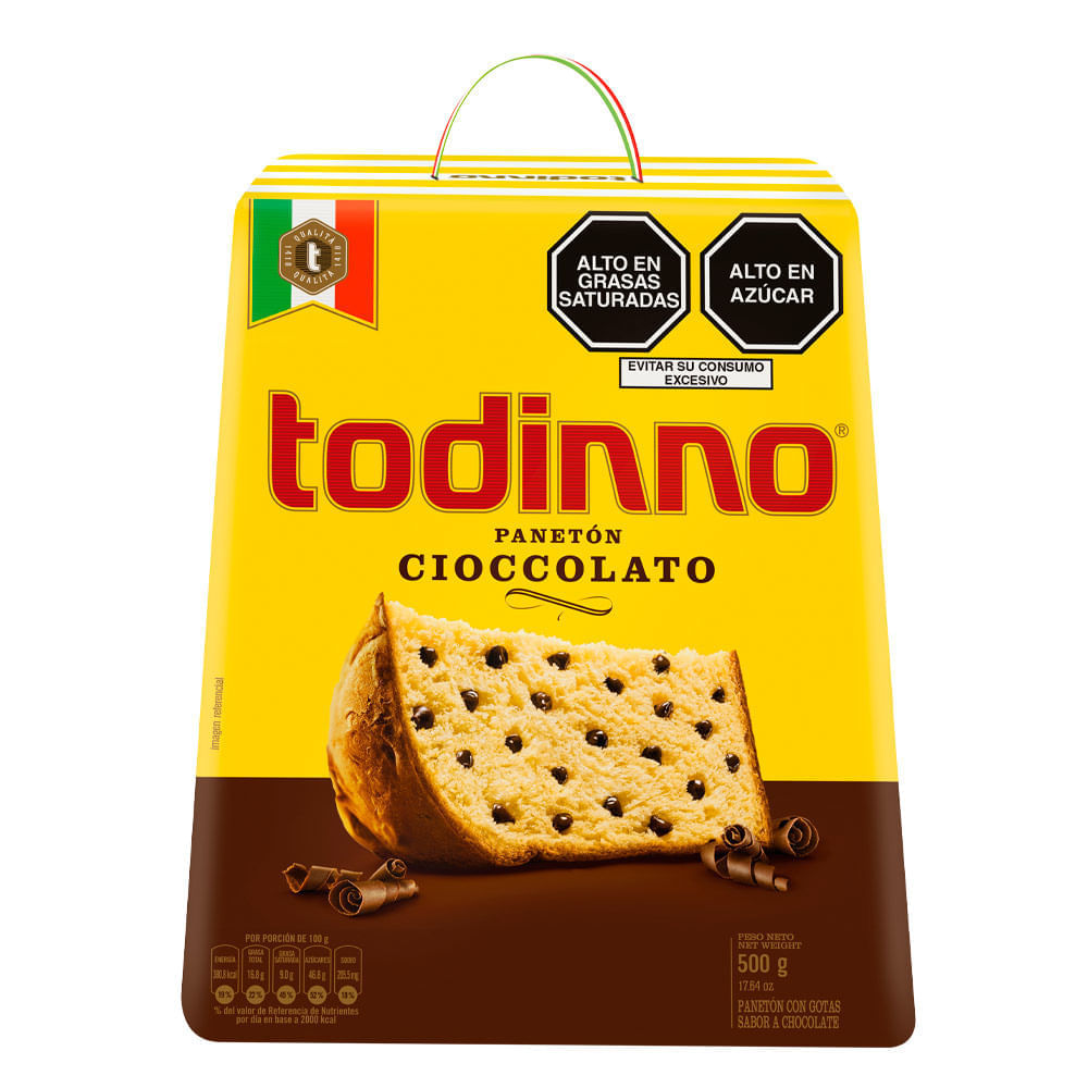 Panetón con Gotas Sabor Chocolate Todinno Cioccolato 500g