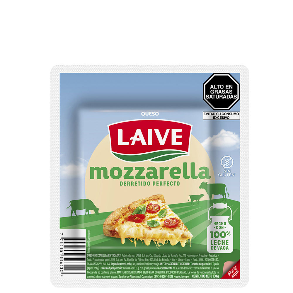 Queso Mozzarella en Tajadas Laive 180g