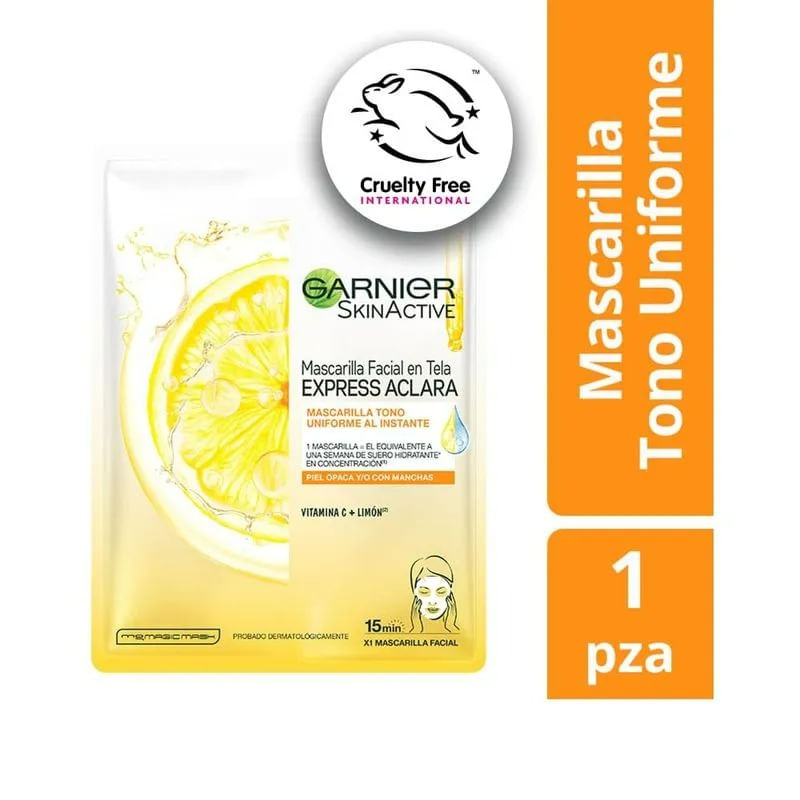 Mascarilla Facial en Tela Garnier SkinActive Express Aclara Tono Uniforme