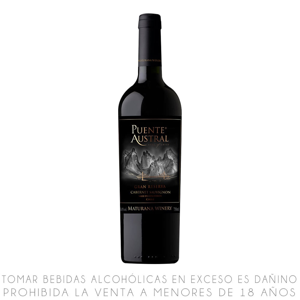 Vino Tinto Cabernet Sauvignon Puente Austral Gran Reserva Botella 750ml