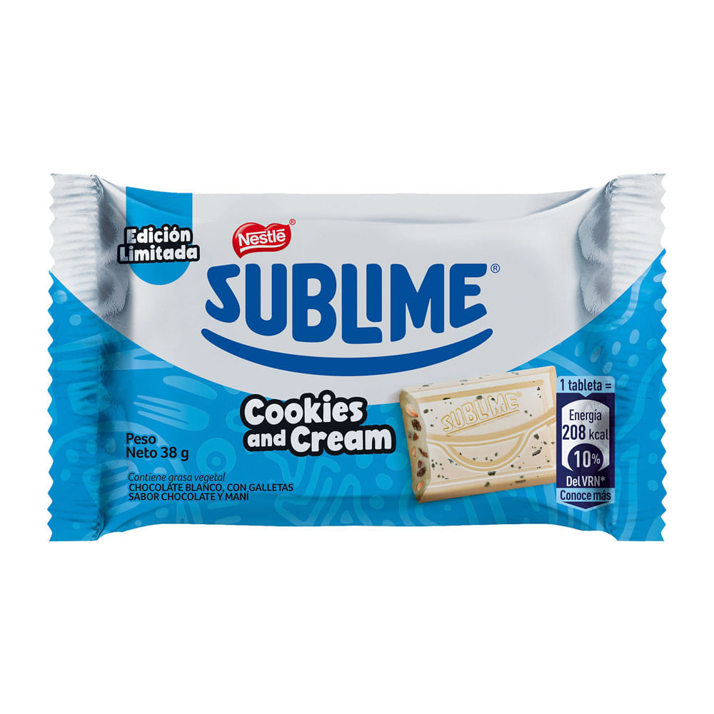 Chocolate Sublime Cookies & Cream 38g
