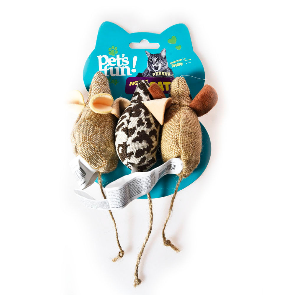 Juguete Pets Fun Gato Pack 3 Ratoncitos Catnip