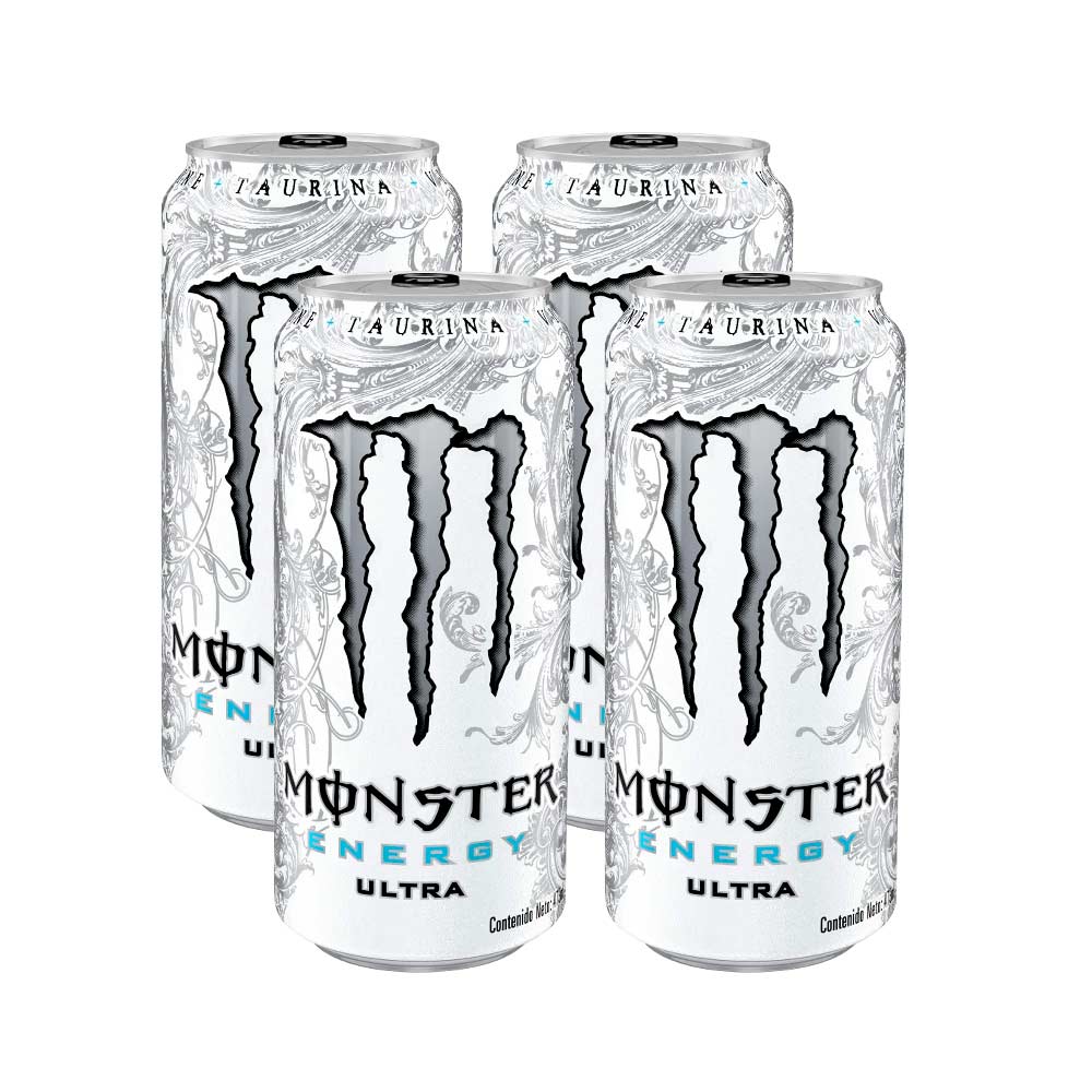 Pack x4 Bebida Energizante Monster Energy Ultra Lata 473ml