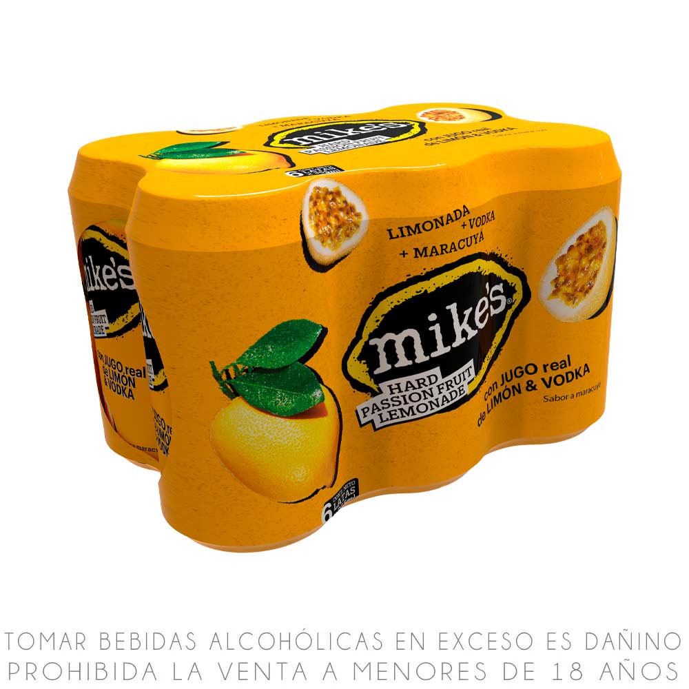 Sixpack Bebida Mike's Hard Lemonade Maracuyá Lata 355ml