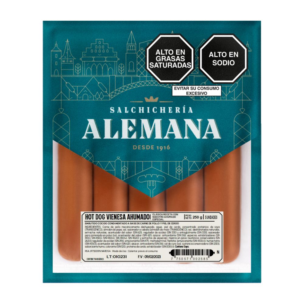 Hot Dog Vienesa Salchichería Alemana 250g