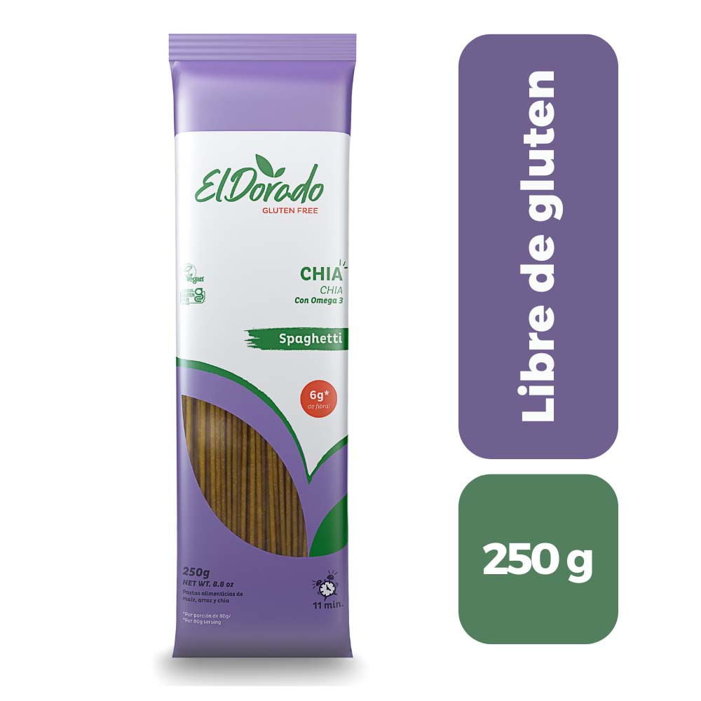 Pasta de Chía Spaghetti Sin Gluten El Dorado Bolsa 250 g