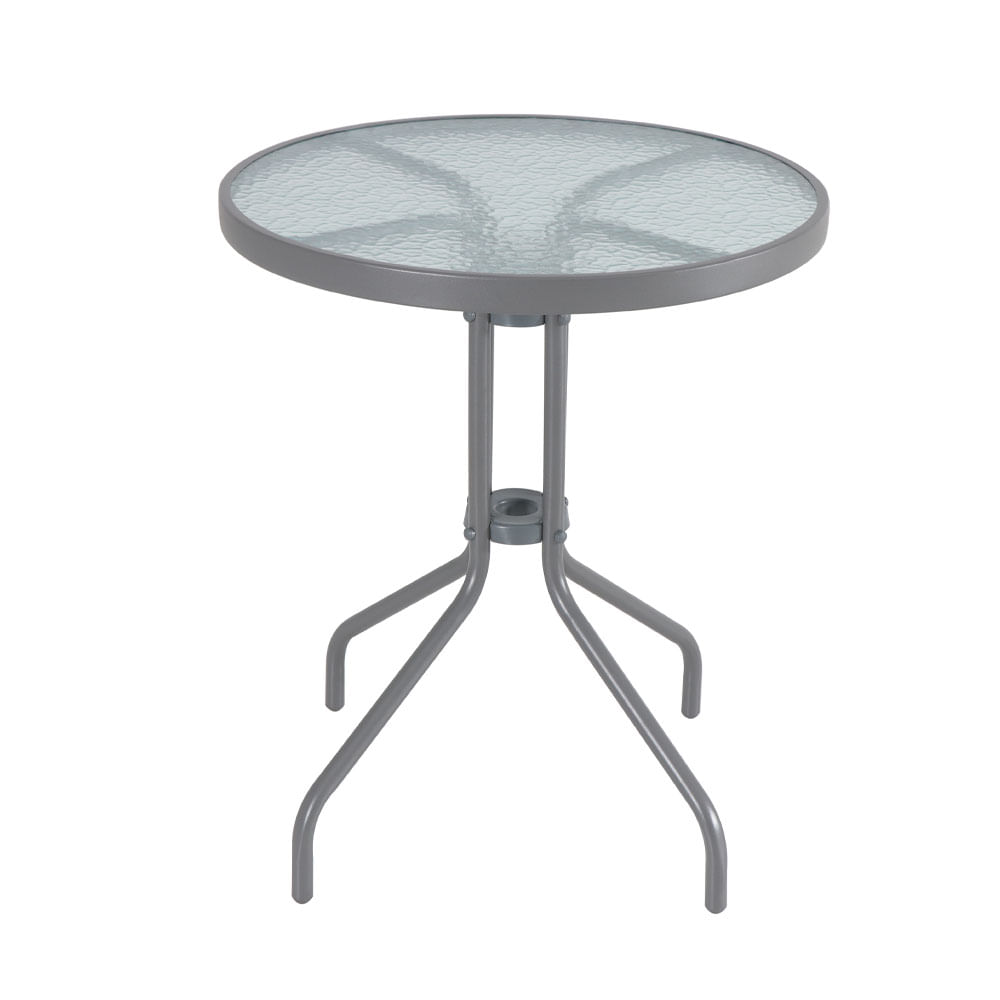 Mesa Outzen Caño Vidrio Redonda Grafito 60cm