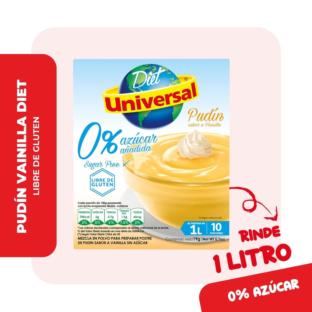 Pudín Diet Universal de Vainilla Caja 19 g