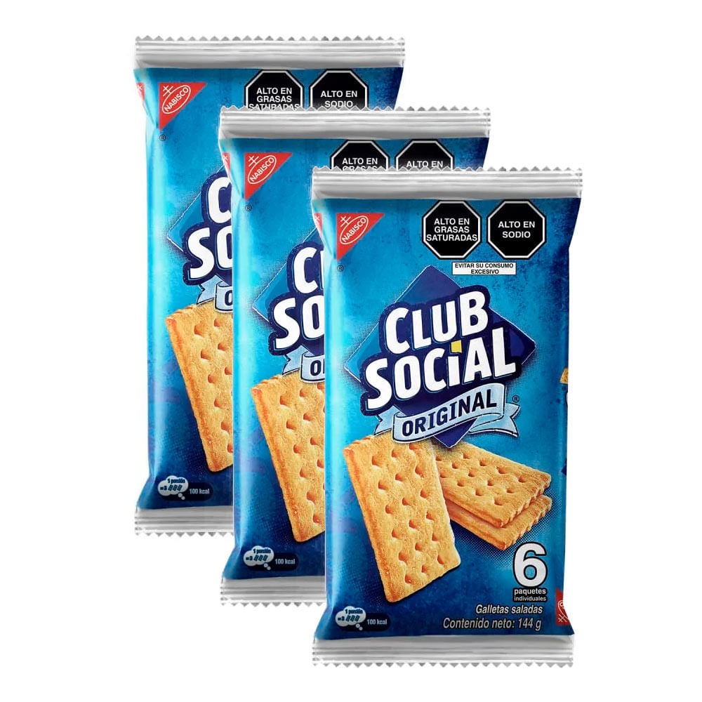 Sixpack x3 Galletas Saladas Club Social Original 24g