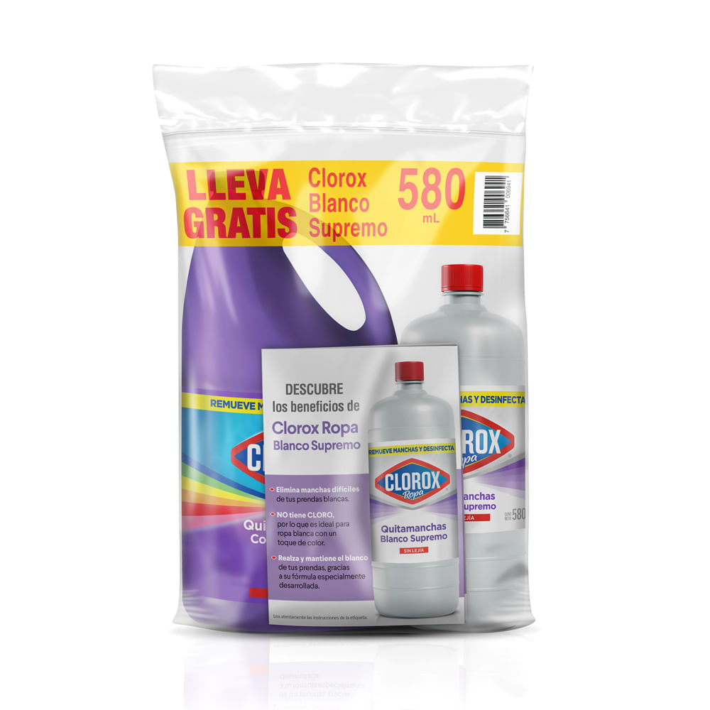 Pack Quitamanchas Clorox: Ropa Color 1.8L + Ropa Blanca 580ml