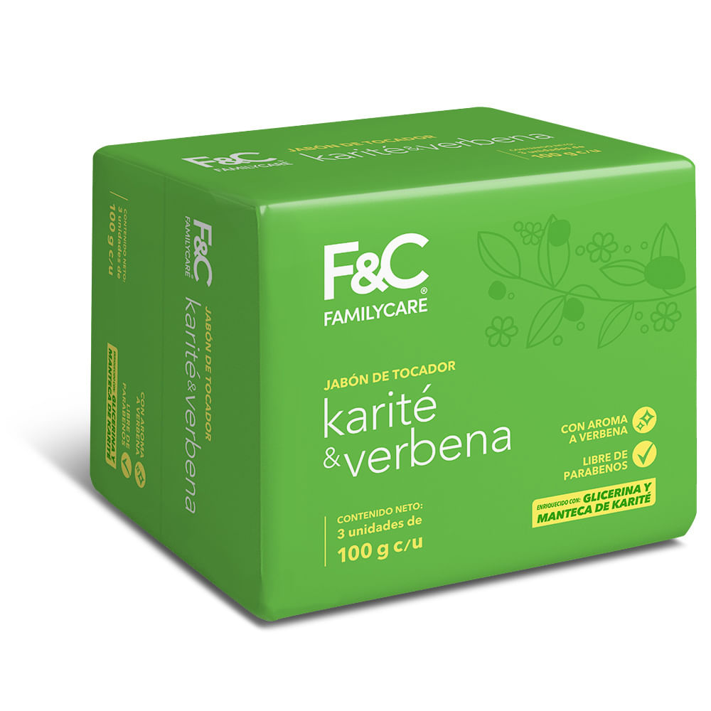 Tripack Jabón en Barra Family Care Karité y Verbena 100g