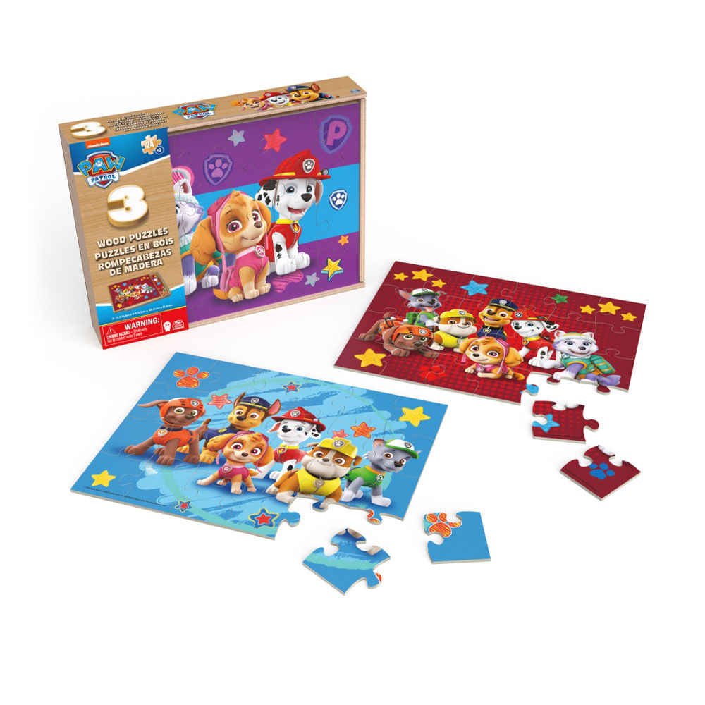 Rompecabeza Madera 3 en 1 Paw Patrol