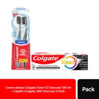 Pack Colgate: Cepillo Dental Antibacterial 2un + Pasta Dental Total 12 150ml