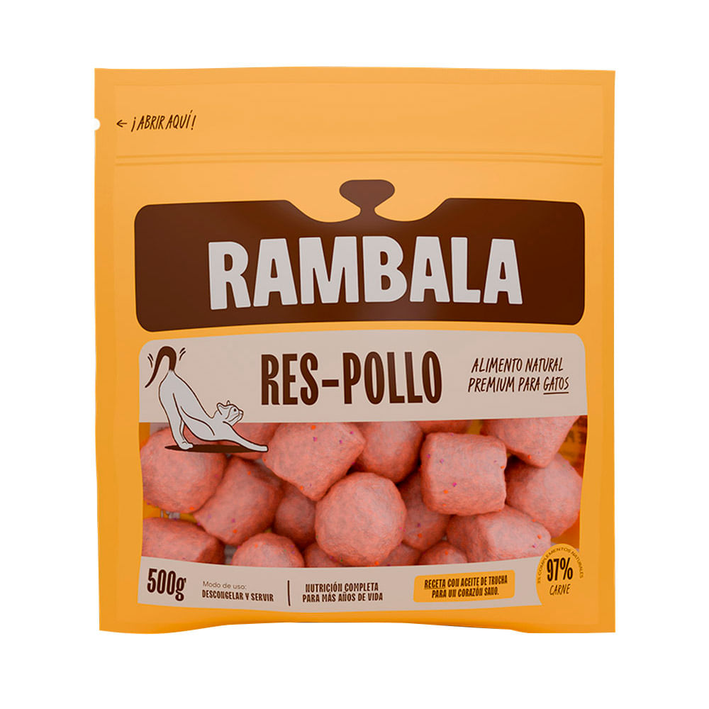 Alimento Rambala pate de Gato Res de Pollo 500g