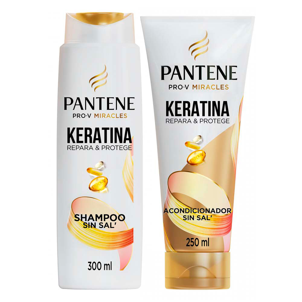 Pack Pantene Miracles Keratina: Shampoo 300ml + Acondicionador 250ml