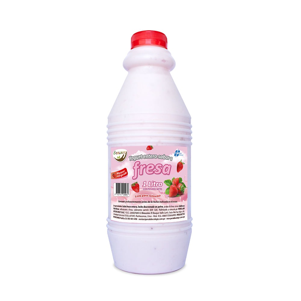 Yogurt Bebible Ecologic Sabor Fresa 1L