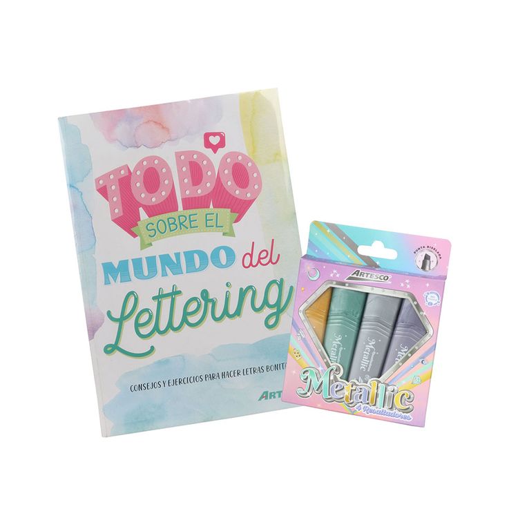 Pack Mundo Lettering Artesco + Resaltador Met x4 - Wong