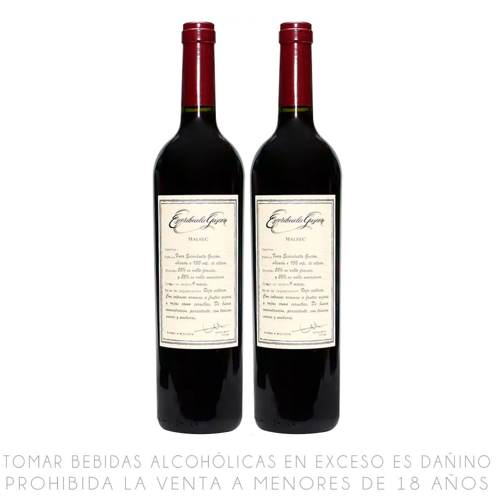 Twopack Vino Tinto Malbec Escorihuela Gascón Botella 750ml