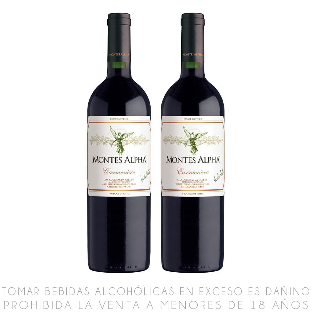 Twopack Vino Tinto Carménère Montes Alpha Botella 750ml