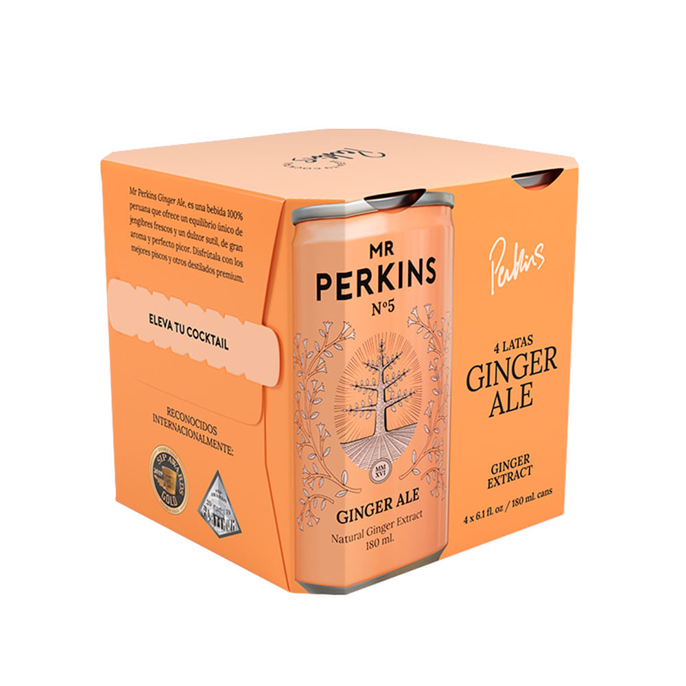 Fourpack Ginger Ale Mr Perkins Lata 180ml