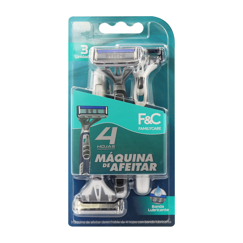 Máquina de Afeitar Desechable Family Care 4 Hojas 3un