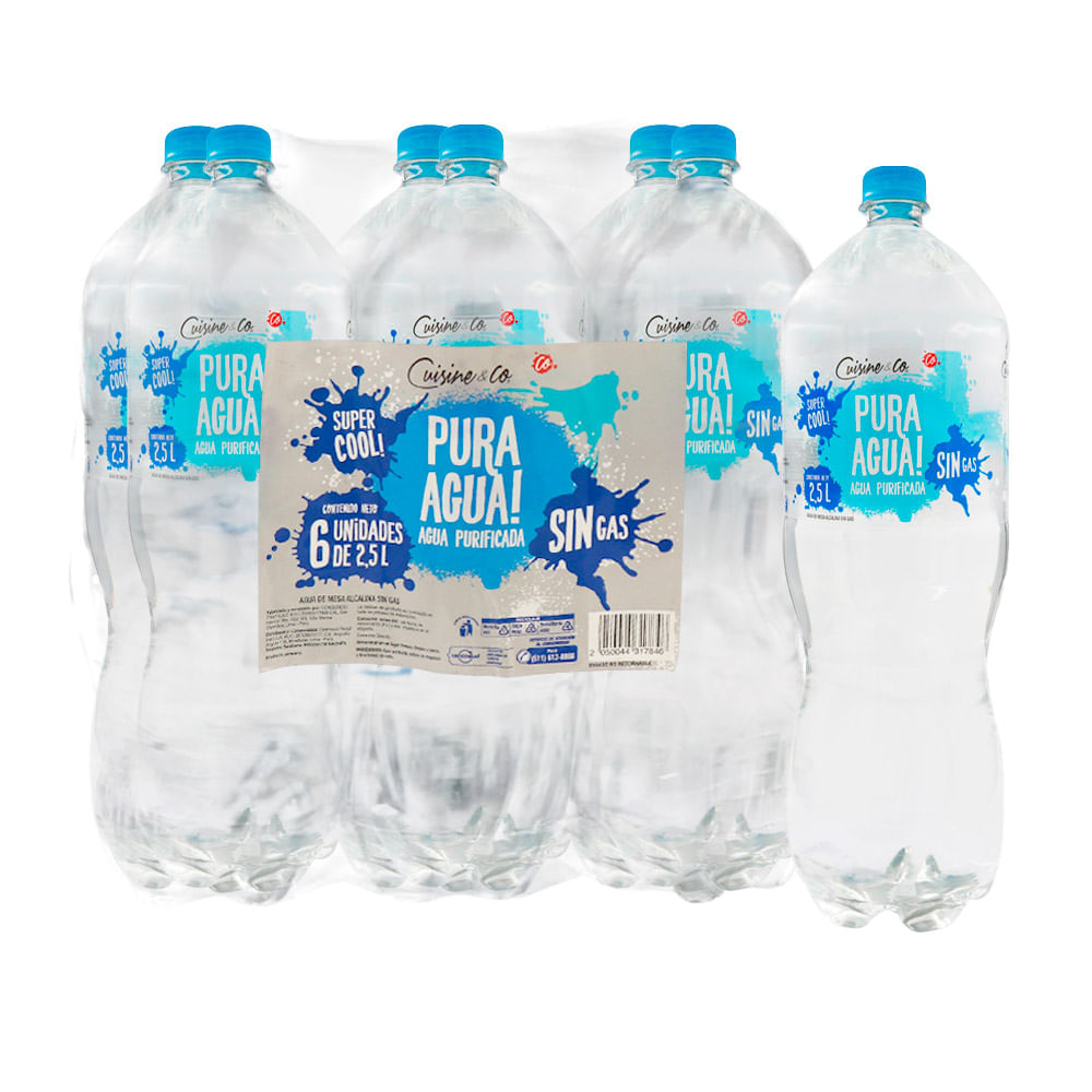 Sixpack Agua de Mesa Cuisine & Co Botella 2.5L