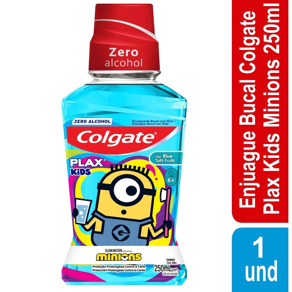Enjuague Bucal Colgate Zero Alcohol Plax Kids Minions 250ml
