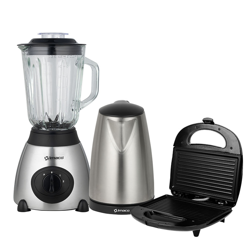 Tricombo Acero Licuadora + Hervidor + Grill