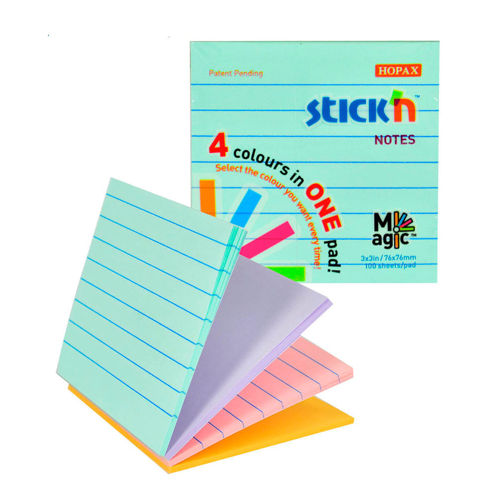 Notas Adhesivas Surtidas Stick'n 7.6x7.6cm Pasteles 100 Hojas