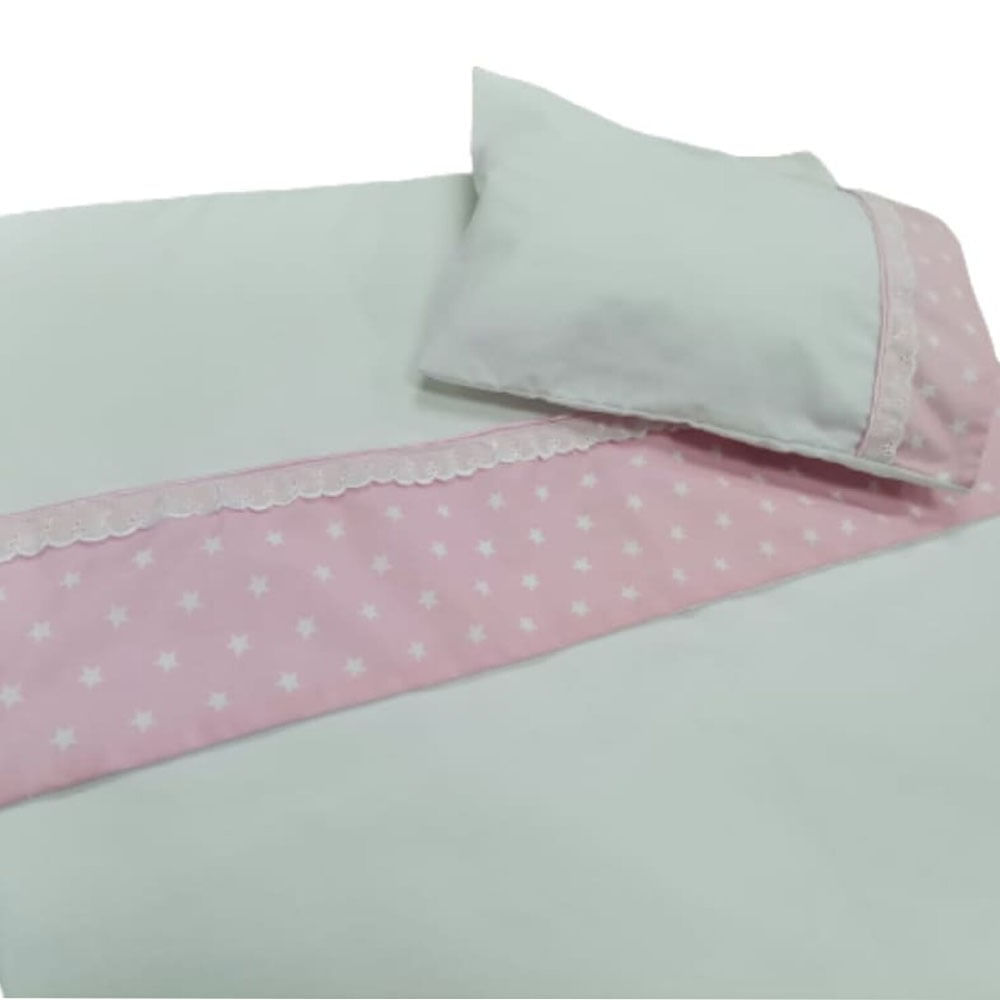 Juego de Sábanas para Cuna Maternelle 45x111cm Rosado Estrellas