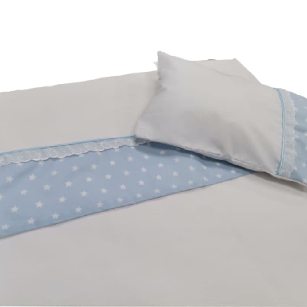 Juego de Sábanas para Cuna Maternelle 45x111cm Celeste Estrellas