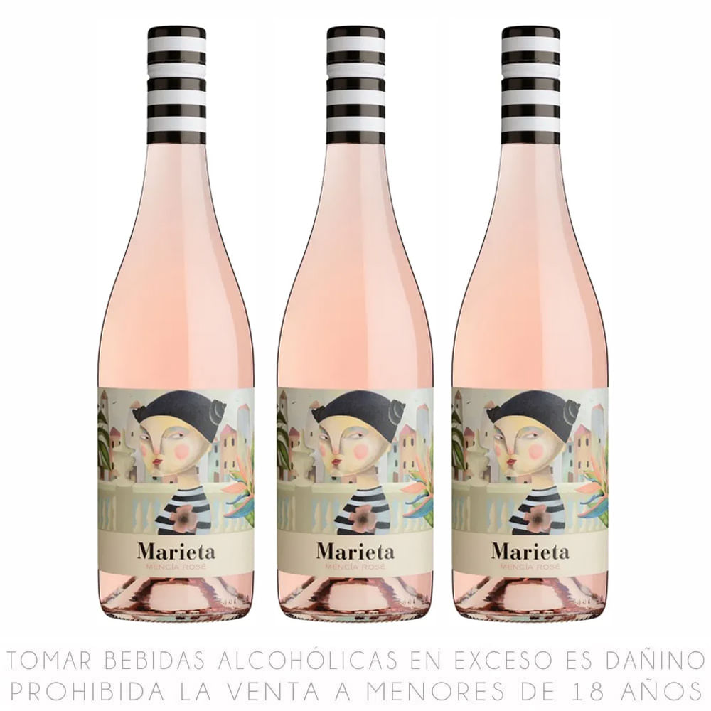 Tripack Vino Rosé Mencía Marieta Botella 750ml