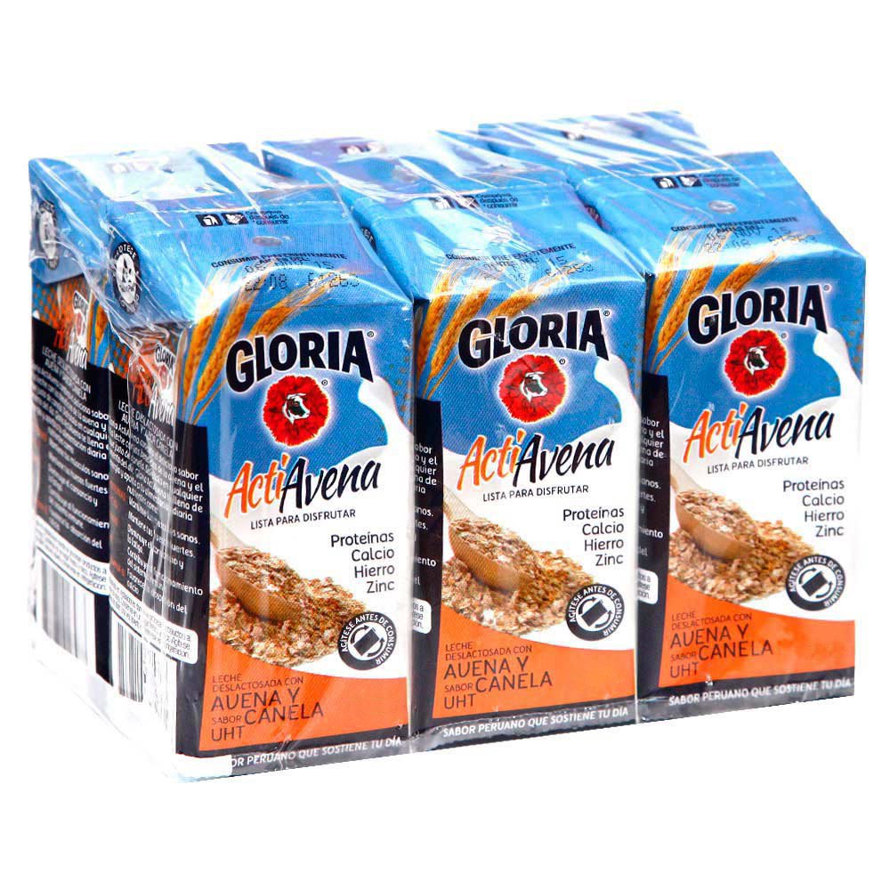 Sixpack Leche con Avena y Canela Gloria Acti Avena Caja 180ml
