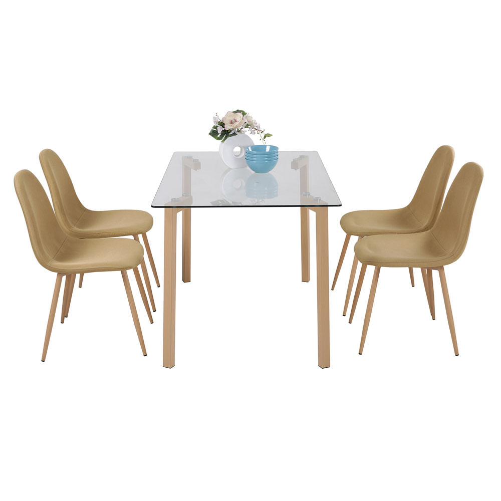 Comedor M+Design Basil 4 Sillas Beige