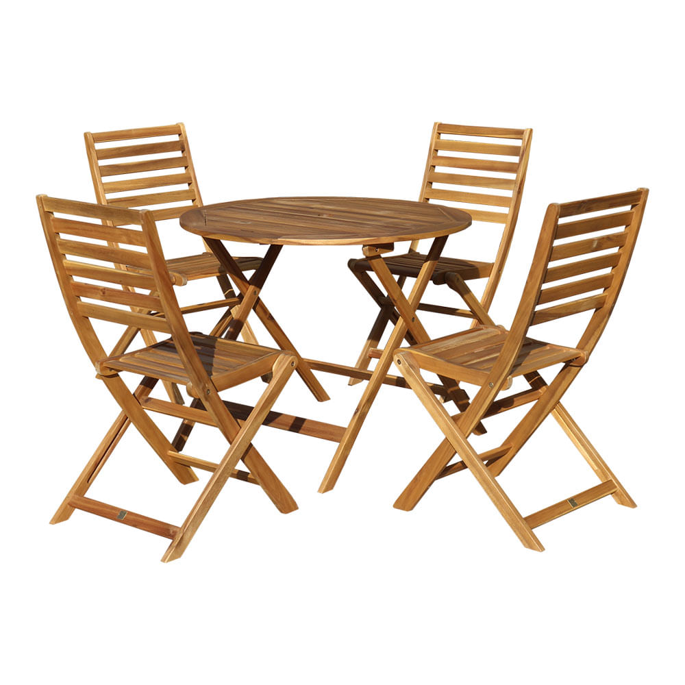 Set Comedor Madera Outzen New Bali 4 Personas