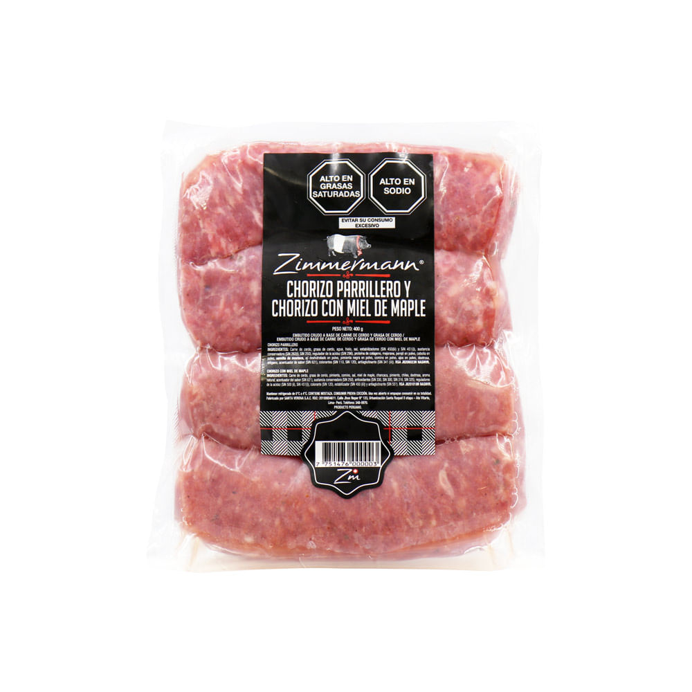 Mix Zimmermann Chorizo: Parrillero 2un + Miel de Maple 2un